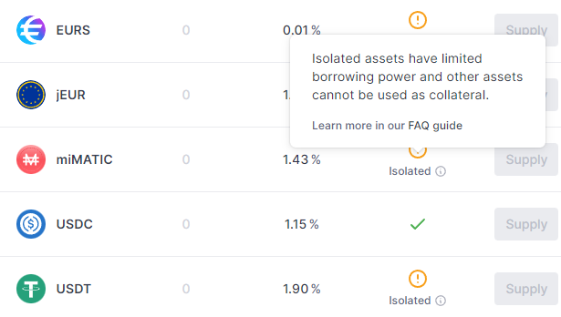 Dashboard Aave v3 Polygon Market