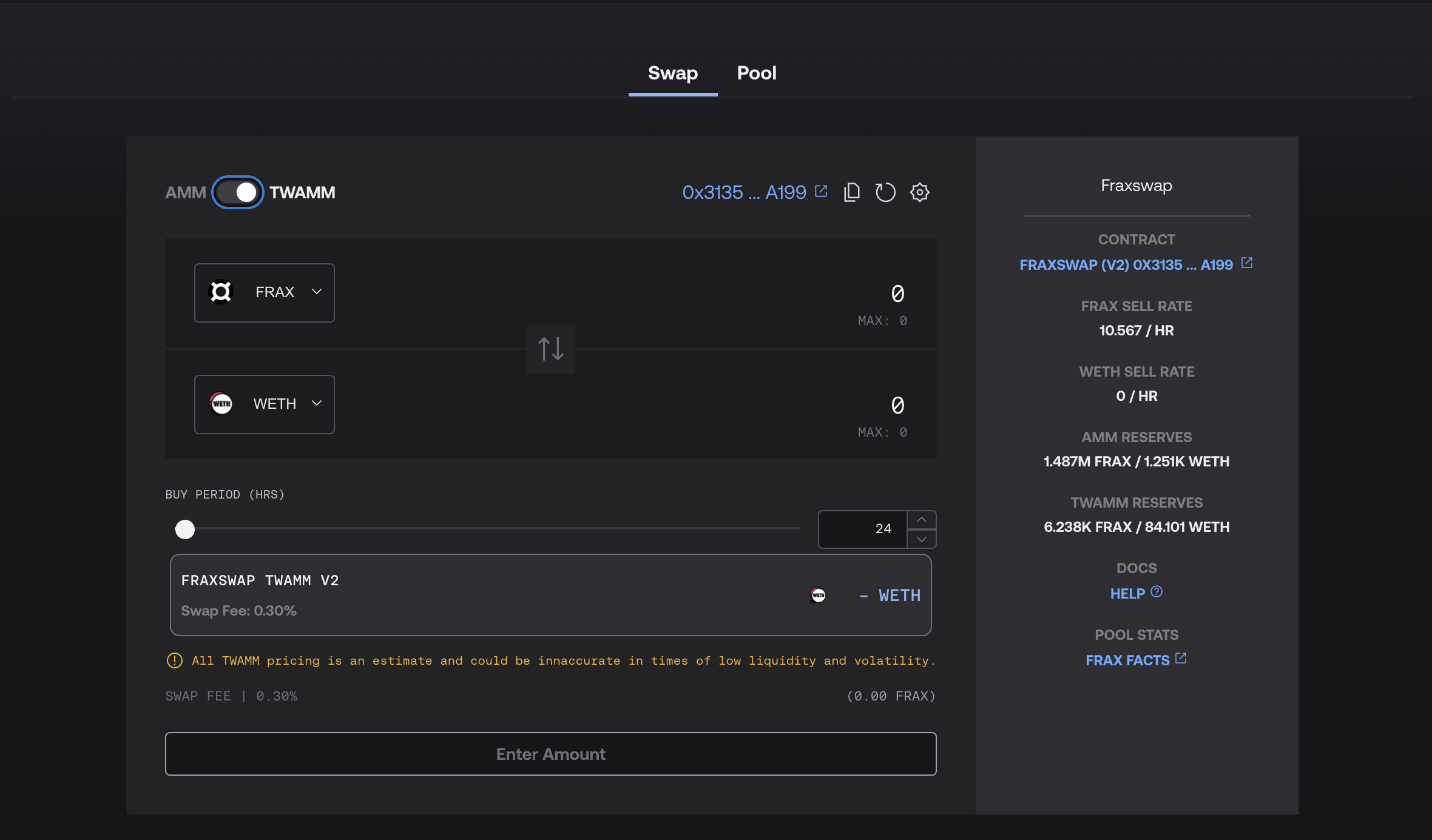 Fraxswap TWAMM interface