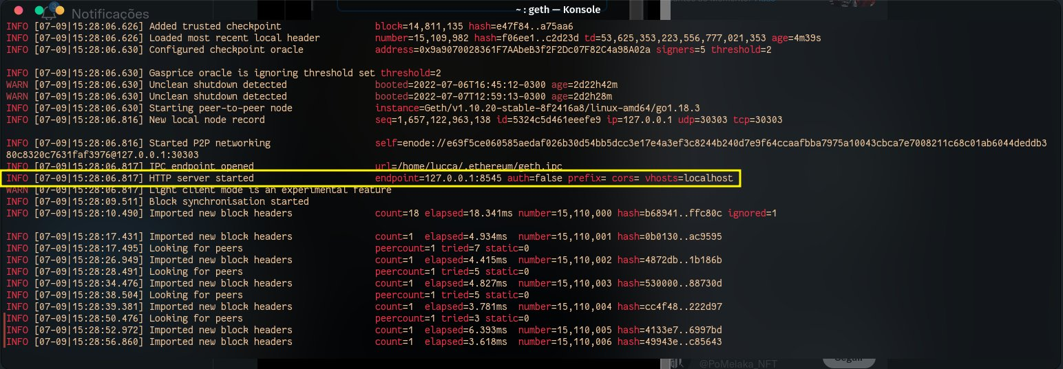 Informações da porta utilizada pelo servidor HTTP do Geth.