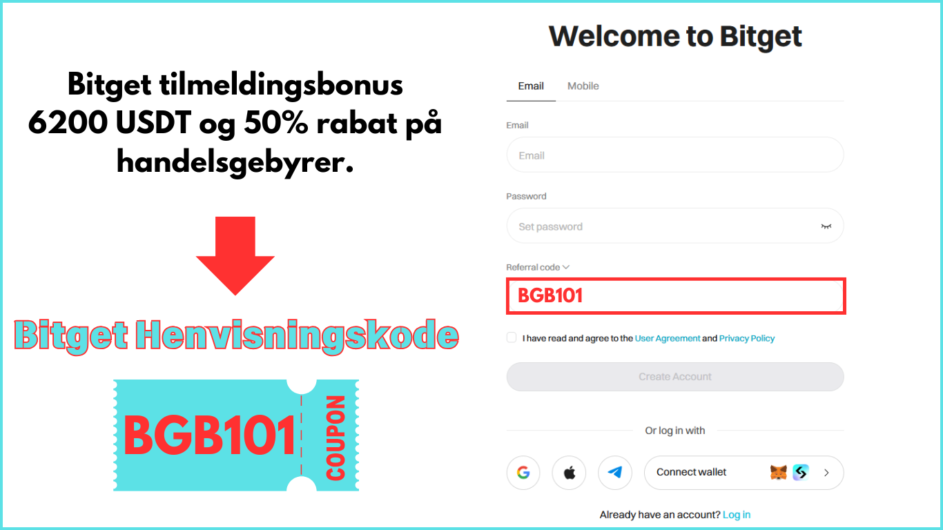 Bitget henvisningskode: BGB101 | Sådan får du Bitget tilmeldingsbonus i 2025