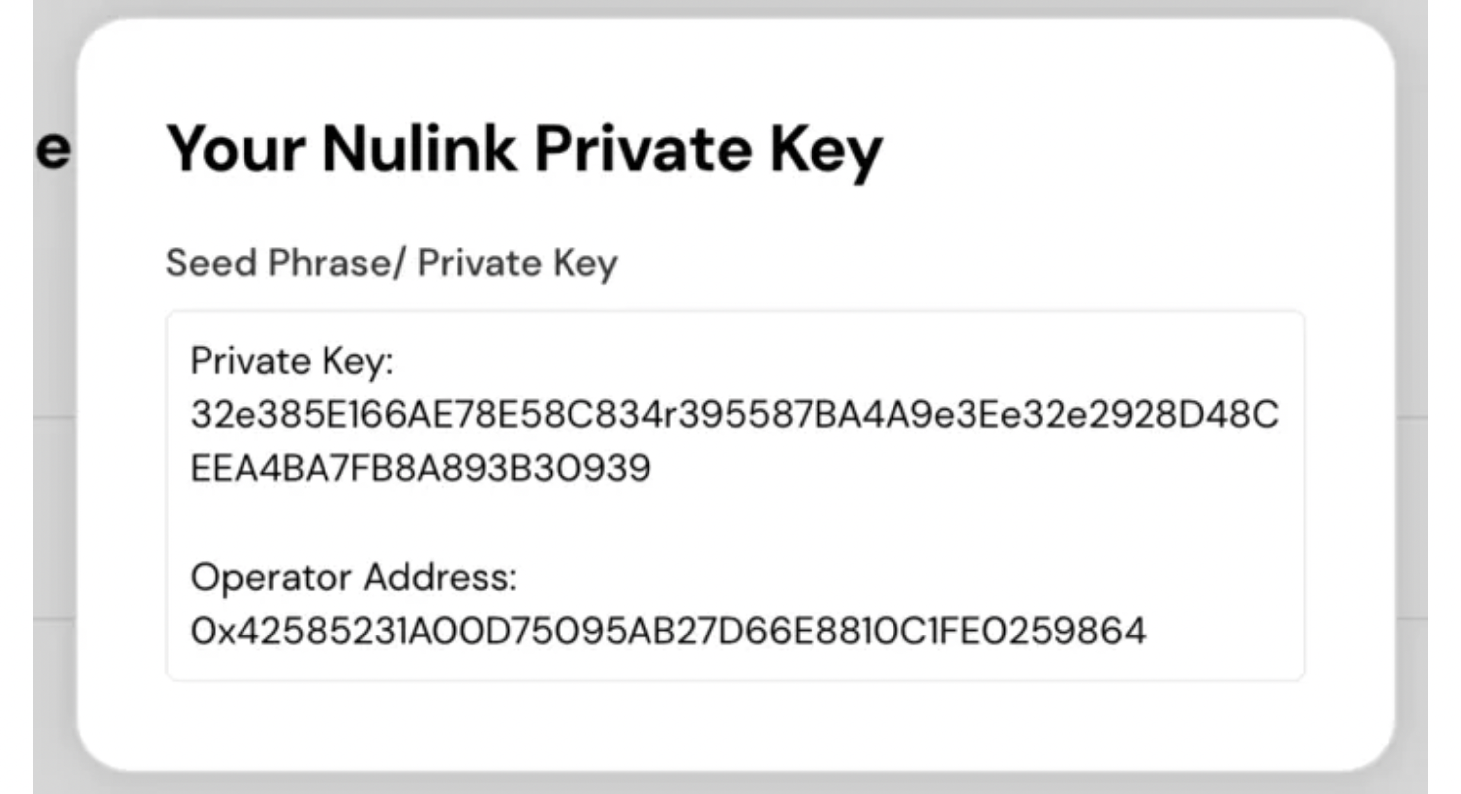 Get Private Key and Operator Address