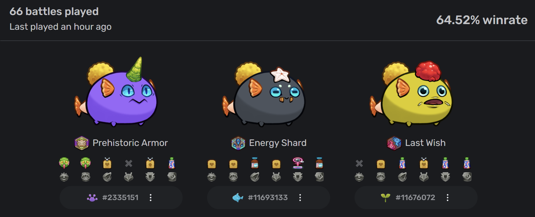 Example of Sponge team (screenshot from axies.io)