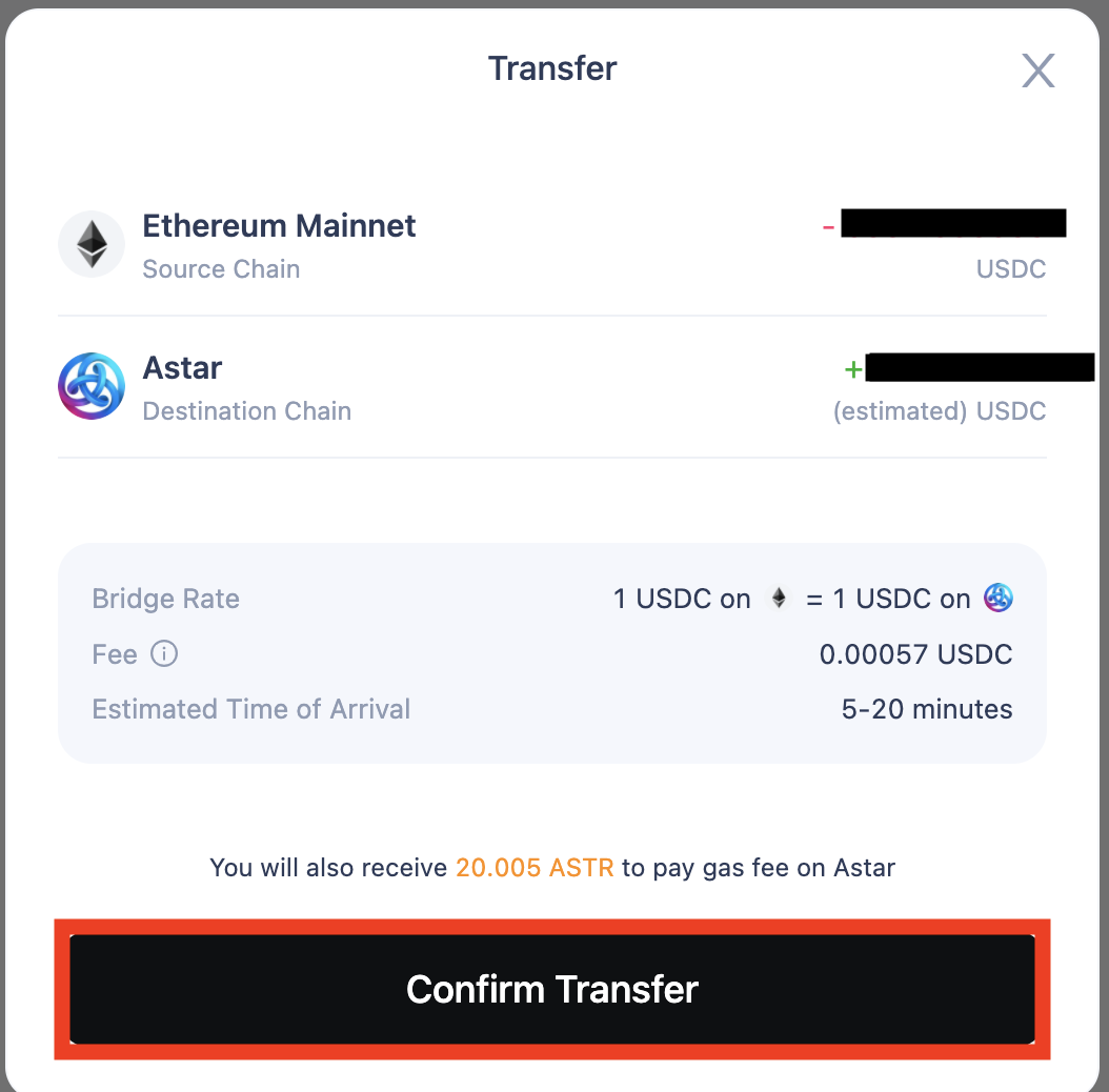 Transferを押した後は「Confirm Transfer」を押してMetamaskで承認を行います