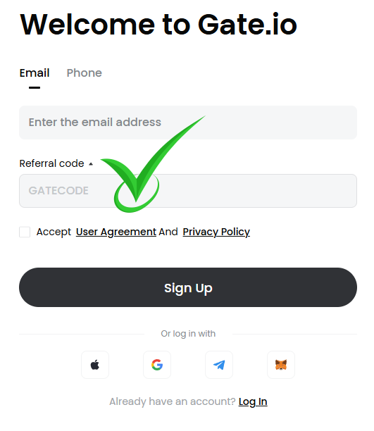 Gate io Referral Code: GATECODE