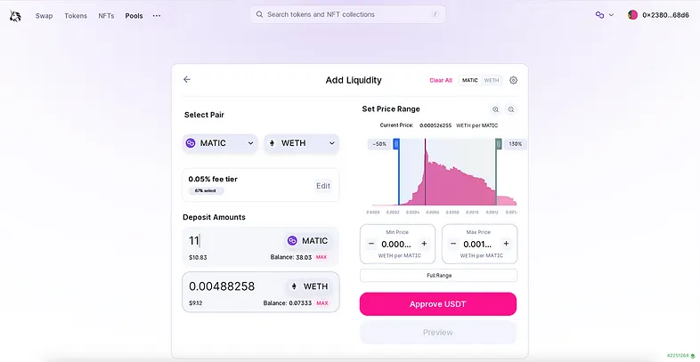 Add liquidity to Uniswap