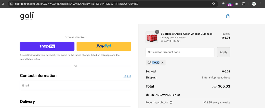 Goli Discount Code (AVA10)