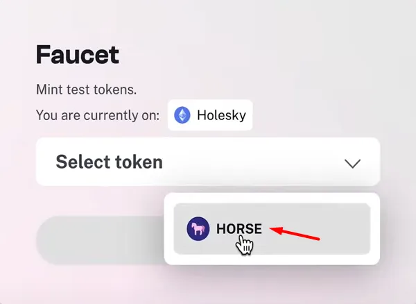 Choose the HORSE token, and confirm all windows.
