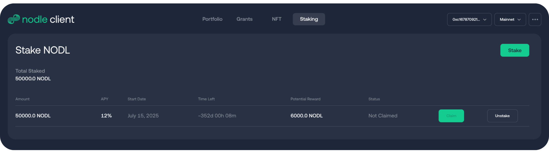 The Staking dashboard