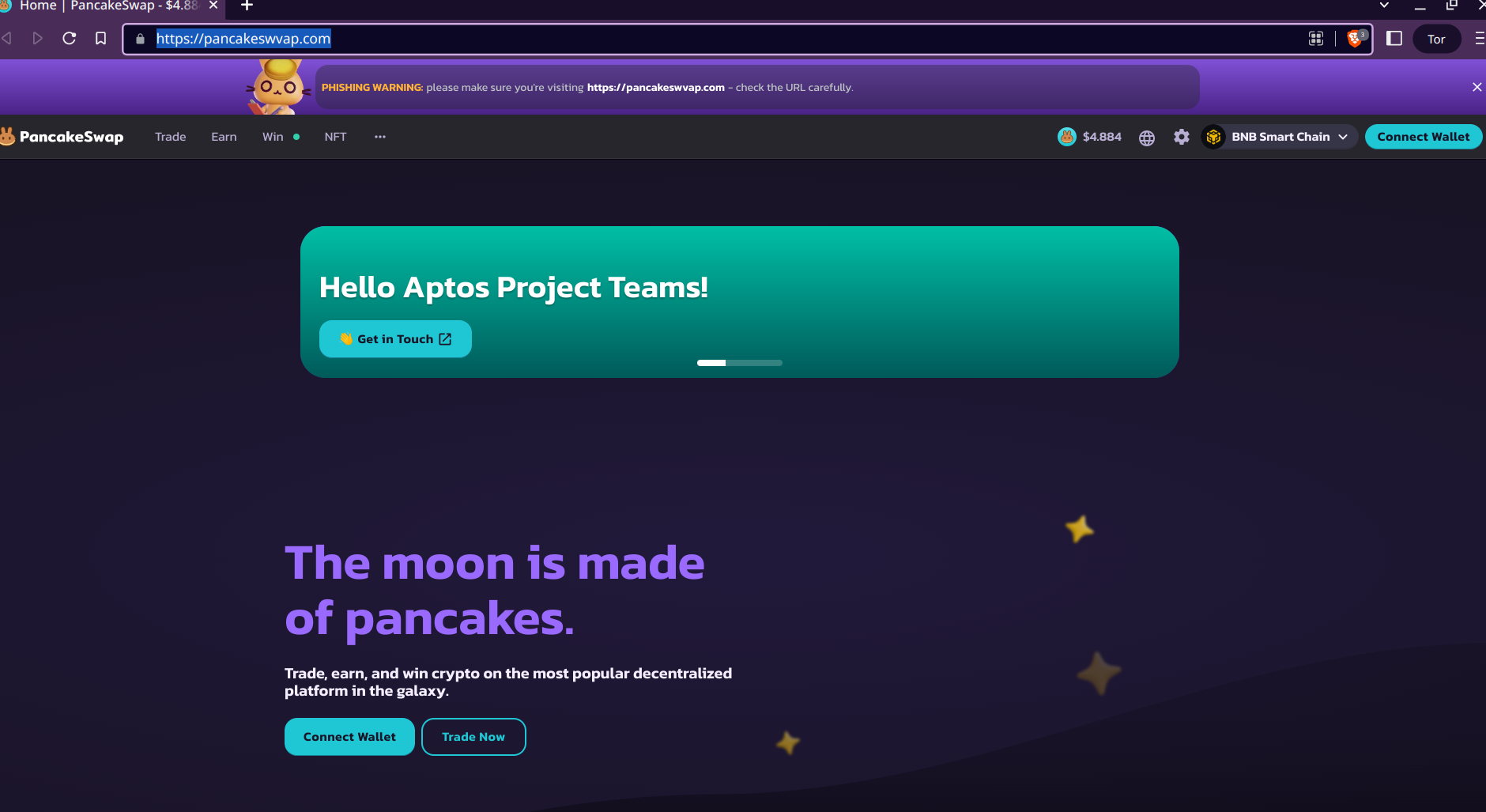 clone of the PancakeSwap front page