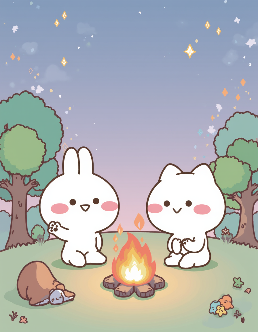 Campfire StoriesUnder a dark sky filled with stars, Mimi & Neko sit around a warm, glowing campfire. It’s a visual story about quiet moments, creativity, and shared experiences, all key elements of this campaign.
