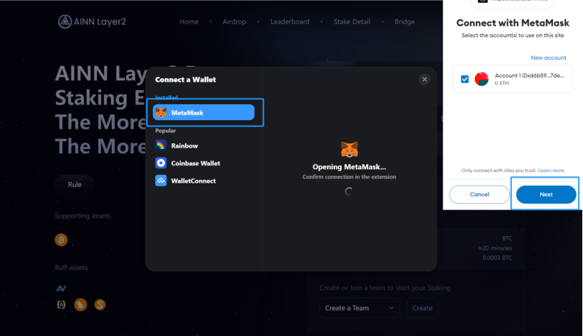 Choose any EVM wallet that supports the mainnet.(Example: MetaMask) 