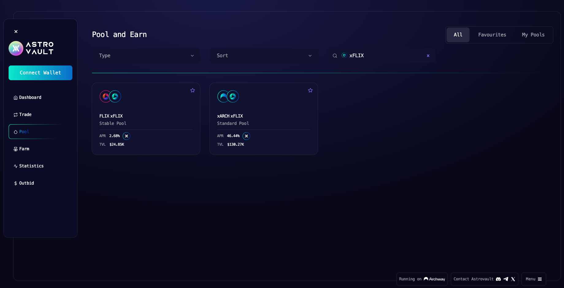 Liquidity Pools with $FLIX & xFLIX on Astrovault.io