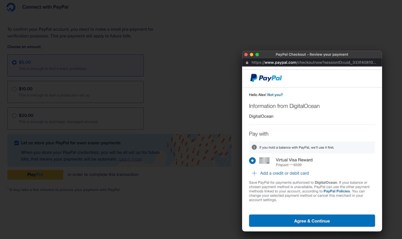 Так выглядит оплата через Paypal.