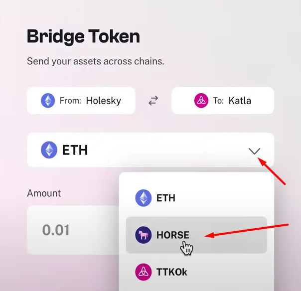 Then, select HORSE instead of ETH and repeat the process.
