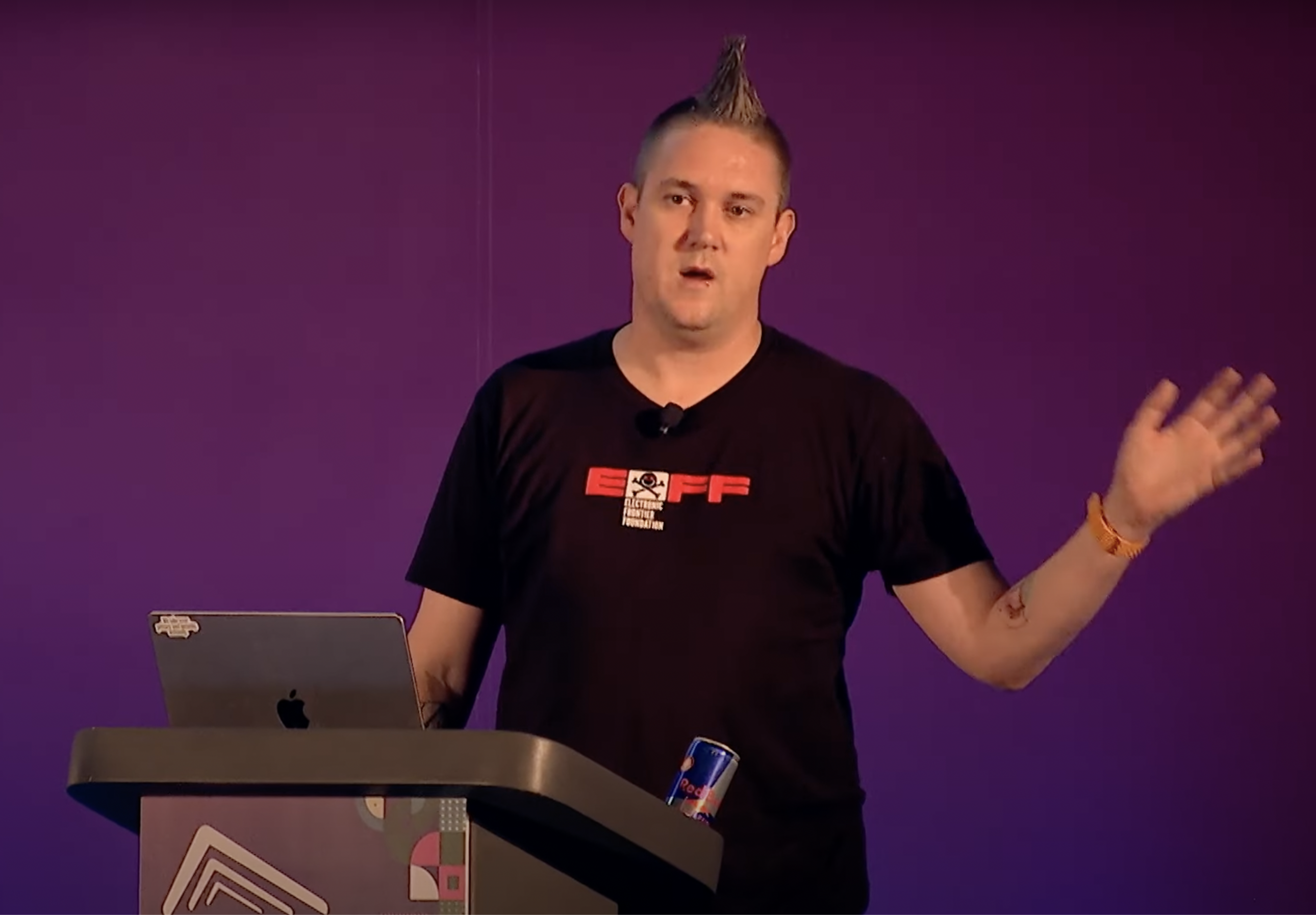 Andrew MacPherson delivering his talk at DeFi Security Summit 2024 held at Queen Sirikit International Convention Center in Bangkok, Thailand