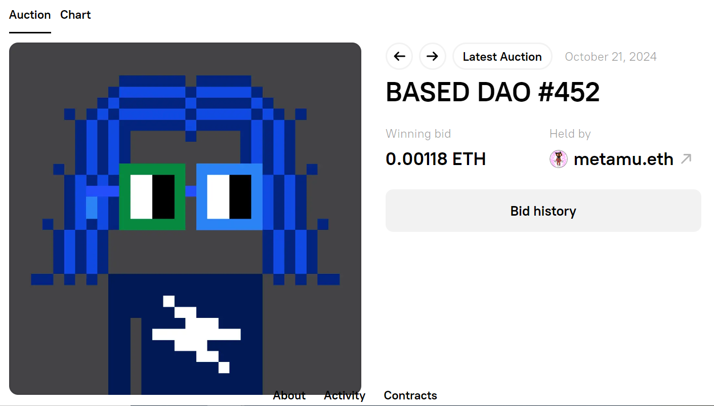 BASED DAO #452 auctioned on October 21, 2024