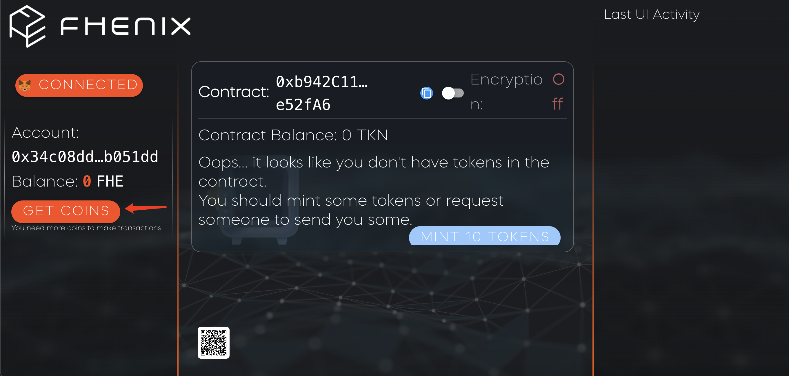 点击GET COINS 领取代币