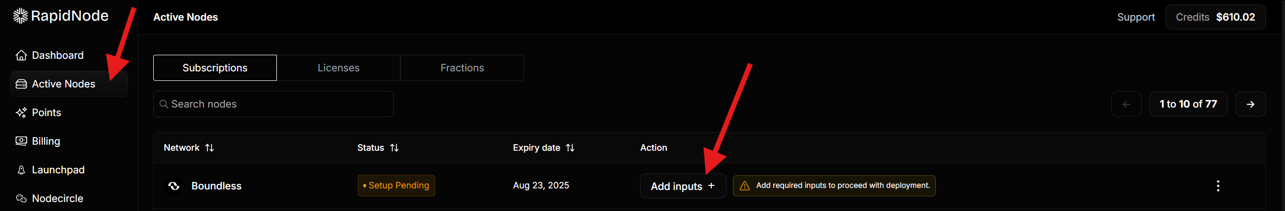 Click on Add Inputs