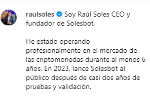 Cuenta oficial de Instagram de Raúl Soles