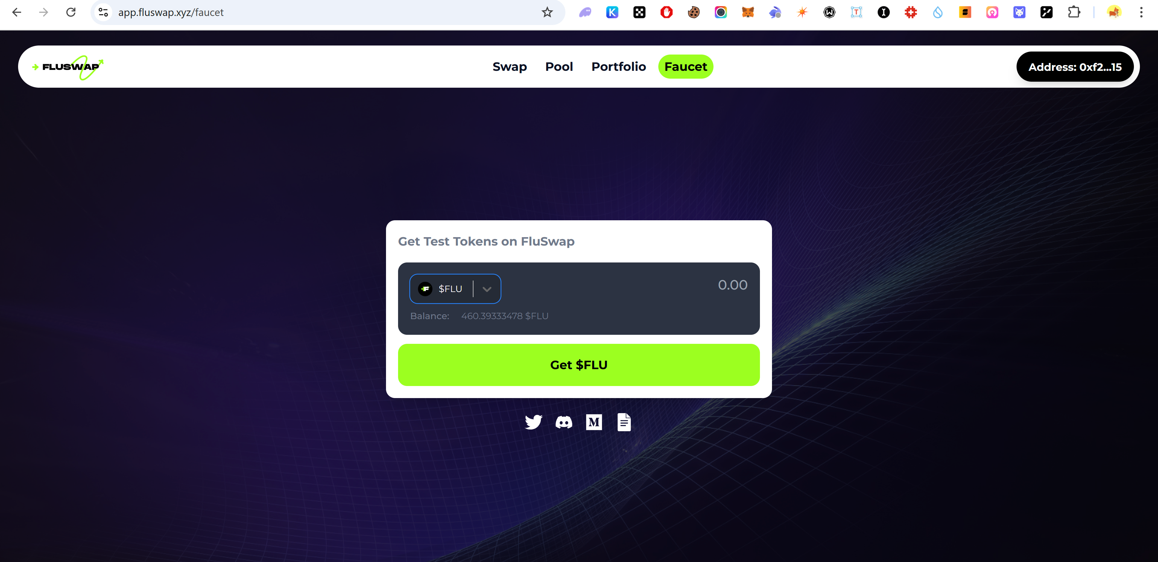 Claiming test $FLU on Fluswap